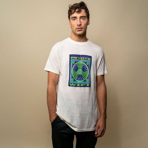 Men's Organic Hemp/Cotton T-shirt - Peyote Wi-Fi-SMAN-GOODS-HEMPT-PWF-M-NAT