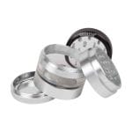 Kannastör® Clear Top Jar Body 4-Piece Multi Chamber Grinder with Stainless Easy Change Screen™ - 2.2" -KNSTR-SKJCL-M4-22
