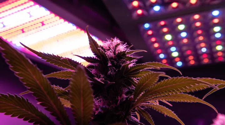 Cannabis under LEDs