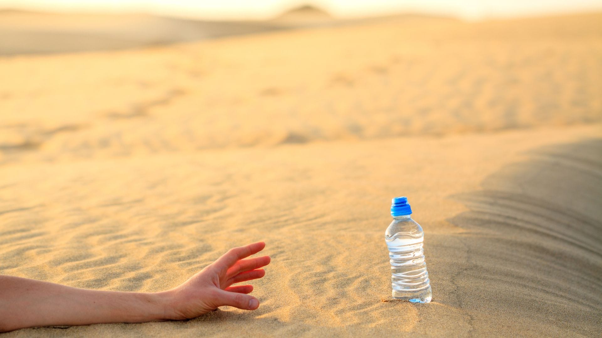 Dry mouth desert and water bottle