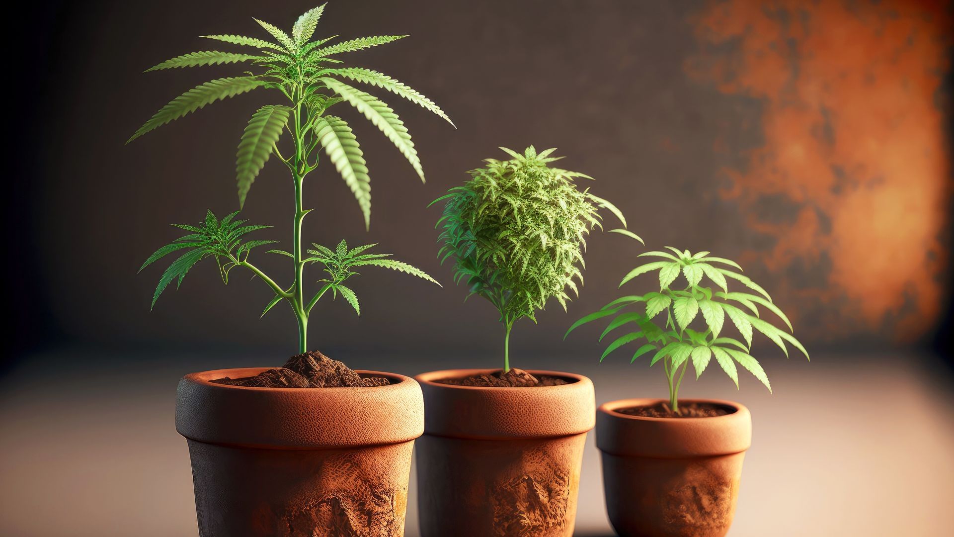 Cannabis in small pots