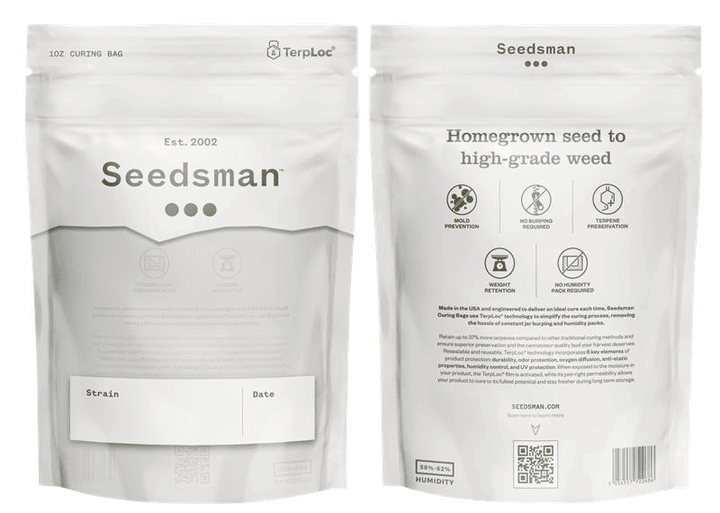 cure in specially designed bags to maximize flavor